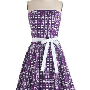 Modcloth Purple & White Chair Strapless "Sittin' Pretty Dress" | Retrolicious